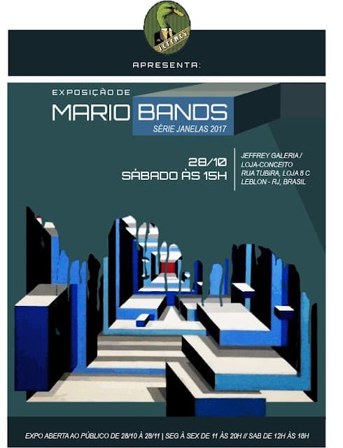 Obra geométrica de Mario Bands instalada no espaço expositivo da Jeffrey Store